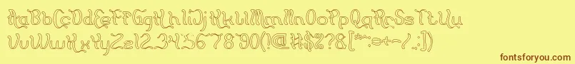 Flattered Hollow Font – Brown Fonts on Yellow Background