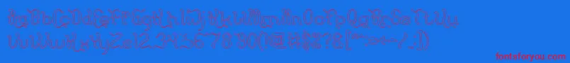 Flattered Hollow Font – Red Fonts on Blue Background