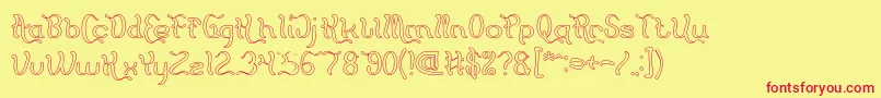 Flattered Hollow Font – Red Fonts on Yellow Background