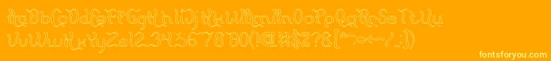 Flattered Hollow-Schriftart – Gelbe Schriften auf orangefarbenem Hintergrund