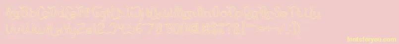 Flattered Hollow-Schriftart – Gelbe Schriften auf rosa Hintergrund