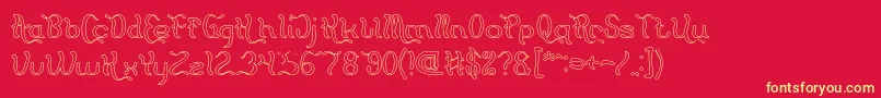 Flattered Hollow Font – Yellow Fonts on Red Background