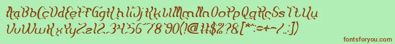 Fonte Flattered Italic – fontes marrons em um fundo verde