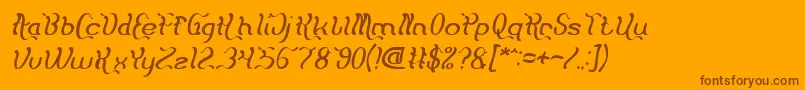 Fonte Flattered Italic – fontes marrons em um fundo laranja