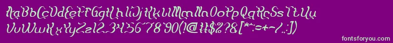 Flattered Italic Font – Green Fonts on Purple Background