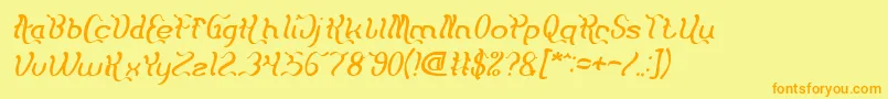 Fonte Flattered Italic – fontes laranjas em um fundo amarelo