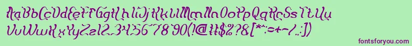 Flattered Italic-fontti – violetit fontit vihreällä taustalla