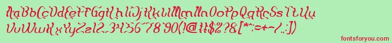 Flattered Italic-fontti – punaiset fontit vihreällä taustalla