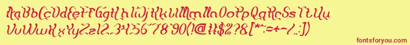 フォントFlattered Italic – 赤い文字の黄色い背景