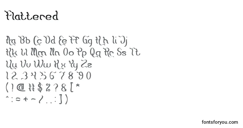 Schriftart Flattered (126805) – Alphabet, Zahlen, spezielle Symbole