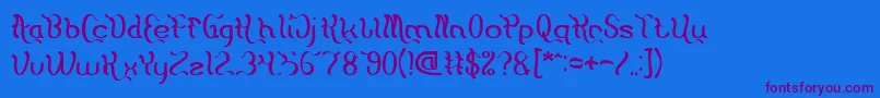 Flattered-Schriftart – Violette Schriften auf blauem Hintergrund