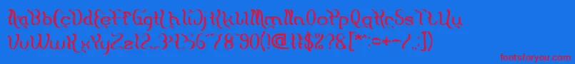 Flattered Font – Red Fonts on Blue Background