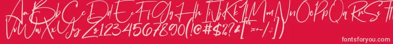Flavellya Font – Pink Fonts on Red Background