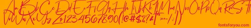 Flavellya Font – Red Fonts on Orange Background