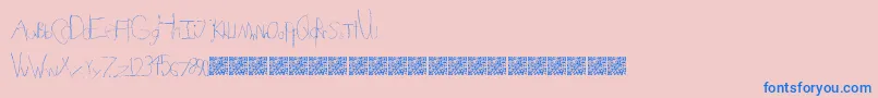 FlavoredCrayons Font – Blue Fonts on Pink Background