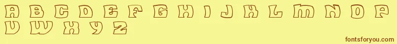 Flea Market   Outline   BC-Schriftart – Braune Schriften auf gelbem Hintergrund