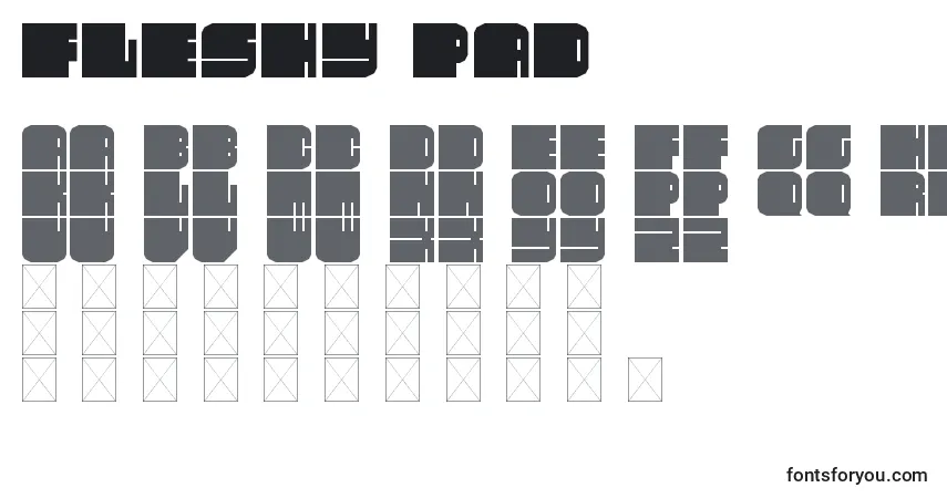 Schriftart Fleshy pad – Alphabet, Zahlen, spezielle Symbole