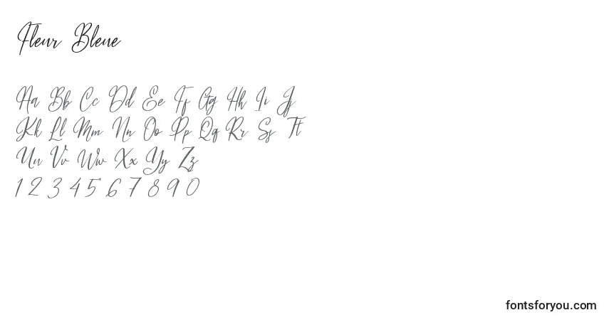 Шрифт Fleur Bleue – алфавит, цифры, специальные символы