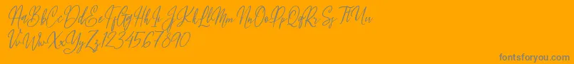 Weitere Informationen zur Fleur Bleue-Schriftart Fleur Bleue-Schriftart – Graue Schriften auf orangefarbenem Hintergrund