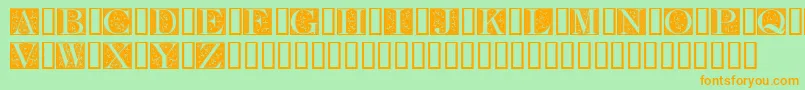 FleurCornerCaps Font – Orange Fonts on Green Background