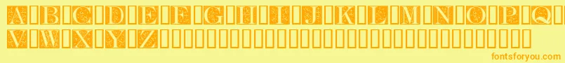 FleurCornerCaps Font – Orange Fonts on Yellow Background