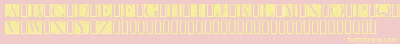 FleurCornerCaps-Schriftart – Gelbe Schriften auf rosa Hintergrund