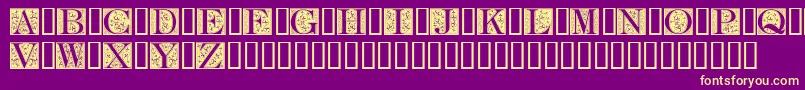 FleurCornerCaps Font – Yellow Fonts on Purple Background