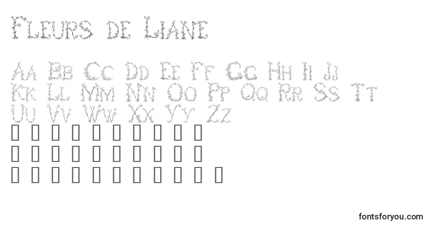 A fonte Fleurs de Liane – alfabeto, números, caracteres especiais