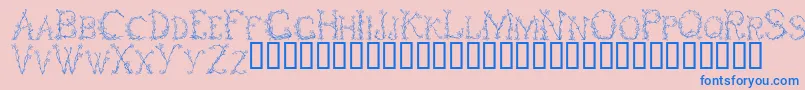 Police Fleurs de Liane – polices bleues sur fond rose