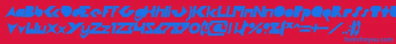 Fonte FLIGHT STEWARDESS Bold Italic – fontes azuis em um fundo vermelho
