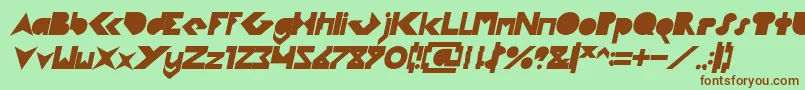フォントFLIGHT STEWARDESS Bold Italic – 緑の背景に茶色のフォント