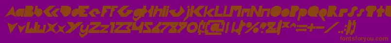 FLIGHT STEWARDESS Bold Italic-Schriftart – Braune Schriften auf violettem Hintergrund
