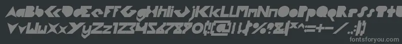 FLIGHT STEWARDESS Bold Italic-fontti – harmaat kirjasimet mustalla taustalla