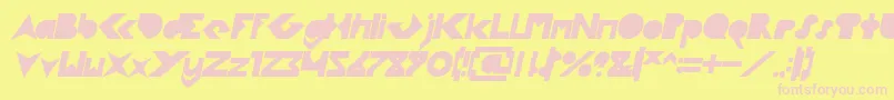 フォントFLIGHT STEWARDESS Bold Italic – ピンクのフォント、黄色の背景