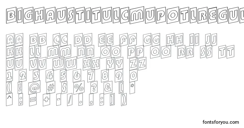 Schriftart BighaustitulcmupotlRegular – Alphabet, Zahlen, spezielle Symbole