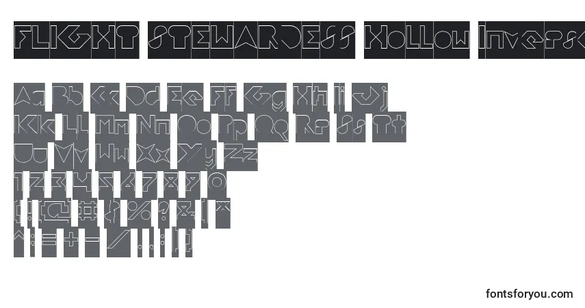 Шрифт FLIGHT STEWARDESS Hollow Inverse – алфавит, цифры, специальные символы