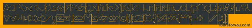 FLIGHT STEWARDESS Hollow Inverse-Schriftart – Schwarze Schriften auf orangefarbenem Hintergrund