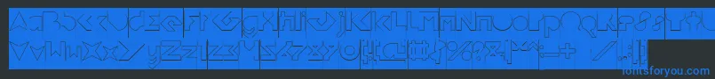 Шрифт FLIGHT STEWARDESS Hollow Inverse – синие шрифты на чёрном фоне