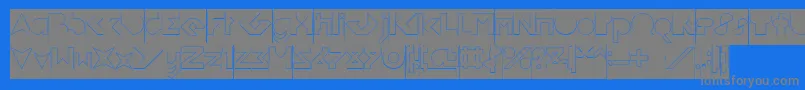 フォントFLIGHT STEWARDESS Hollow Inverse – 青い背景に灰色の文字