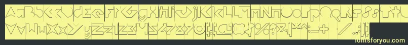 FLIGHT STEWARDESS Hollow Inverse-Schriftart – Gelbe Schriften auf schwarzem Hintergrund