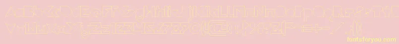 FLIGHT STEWARDESS Hollow-Schriftart – Gelbe Schriften auf rosa Hintergrund