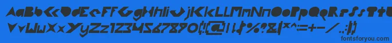 FLIGHT STEWARDESS Italic-Schriftart – Schwarze Schriften auf blauem Hintergrund