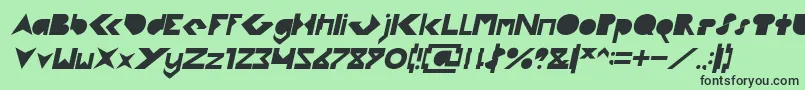 フォントFLIGHT STEWARDESS Italic – 緑の背景に黒い文字