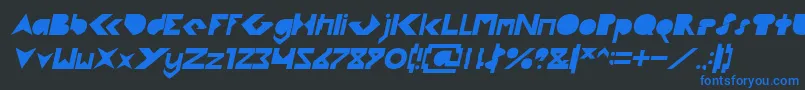 フォントFLIGHT STEWARDESS Italic – 黒い背景に青い文字