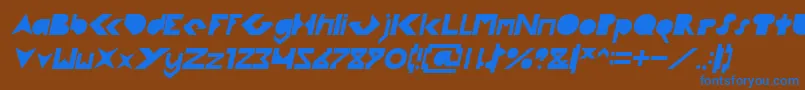 FLIGHT STEWARDESS Italic-Schriftart – Blaue Schriften auf braunem Hintergrund