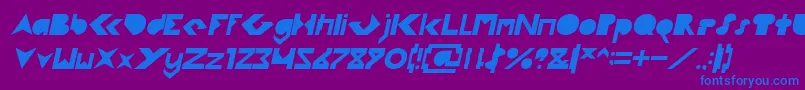 Fonte FLIGHT STEWARDESS Italic – fontes azuis em um fundo violeta
