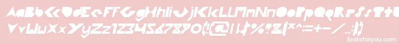FLIGHT STEWARDESS Italic-fontti – valkoiset fontit vaaleanpunaisella taustalla