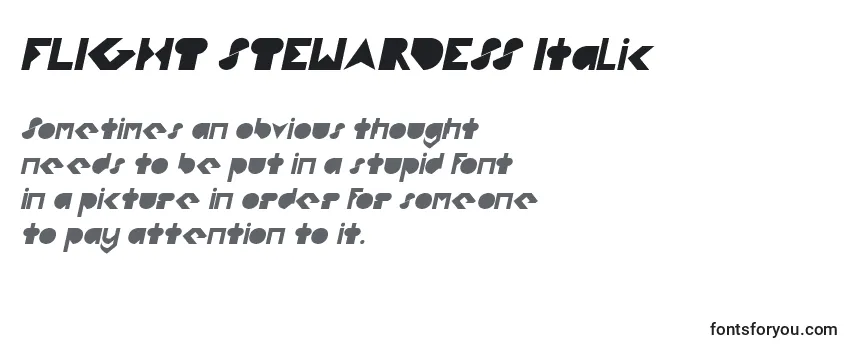 Überblick über die Schriftart FLIGHT STEWARDESS Italic