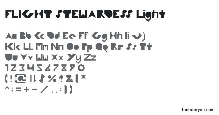 Schriftart FLIGHT STEWARDESS Light – Alphabet, Zahlen, spezielle Symbole