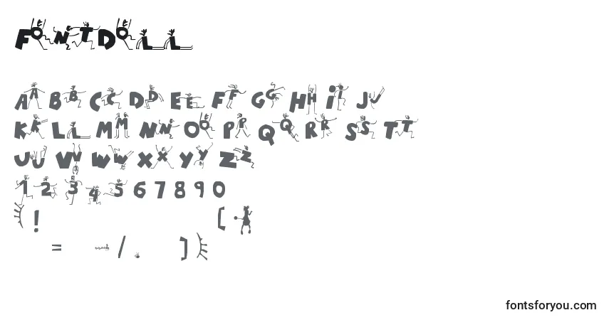 A fonte FontDoll – alfabeto, números, caracteres especiais